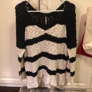 Free People black and white stripe chunky sweater